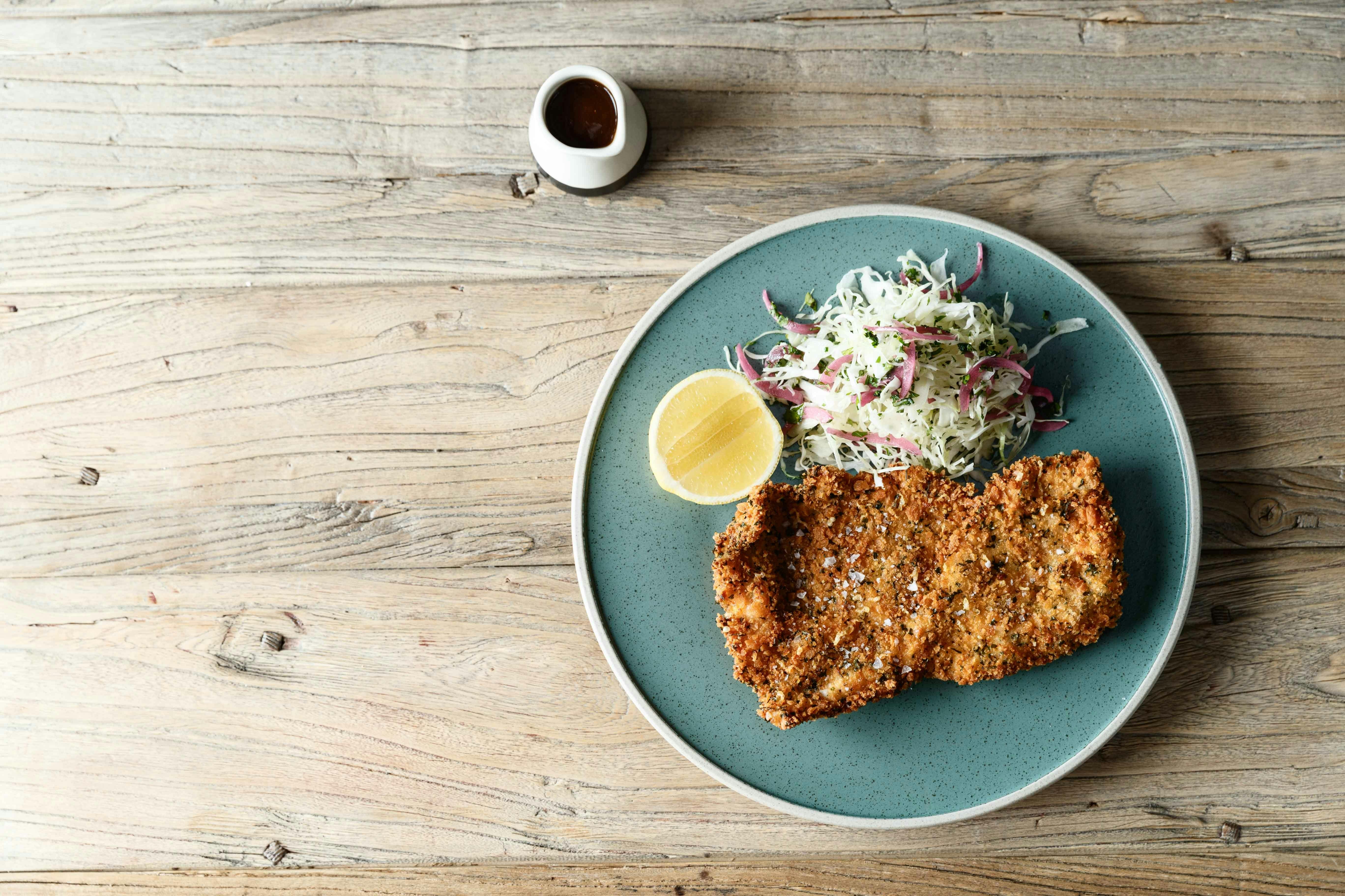 Chicken schnitzel dish in the bistro
