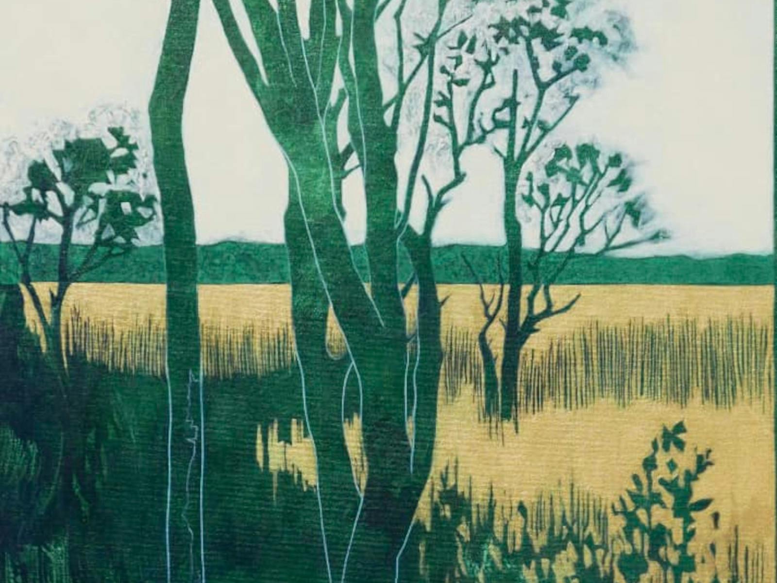 Beautiful tree and grasses painting