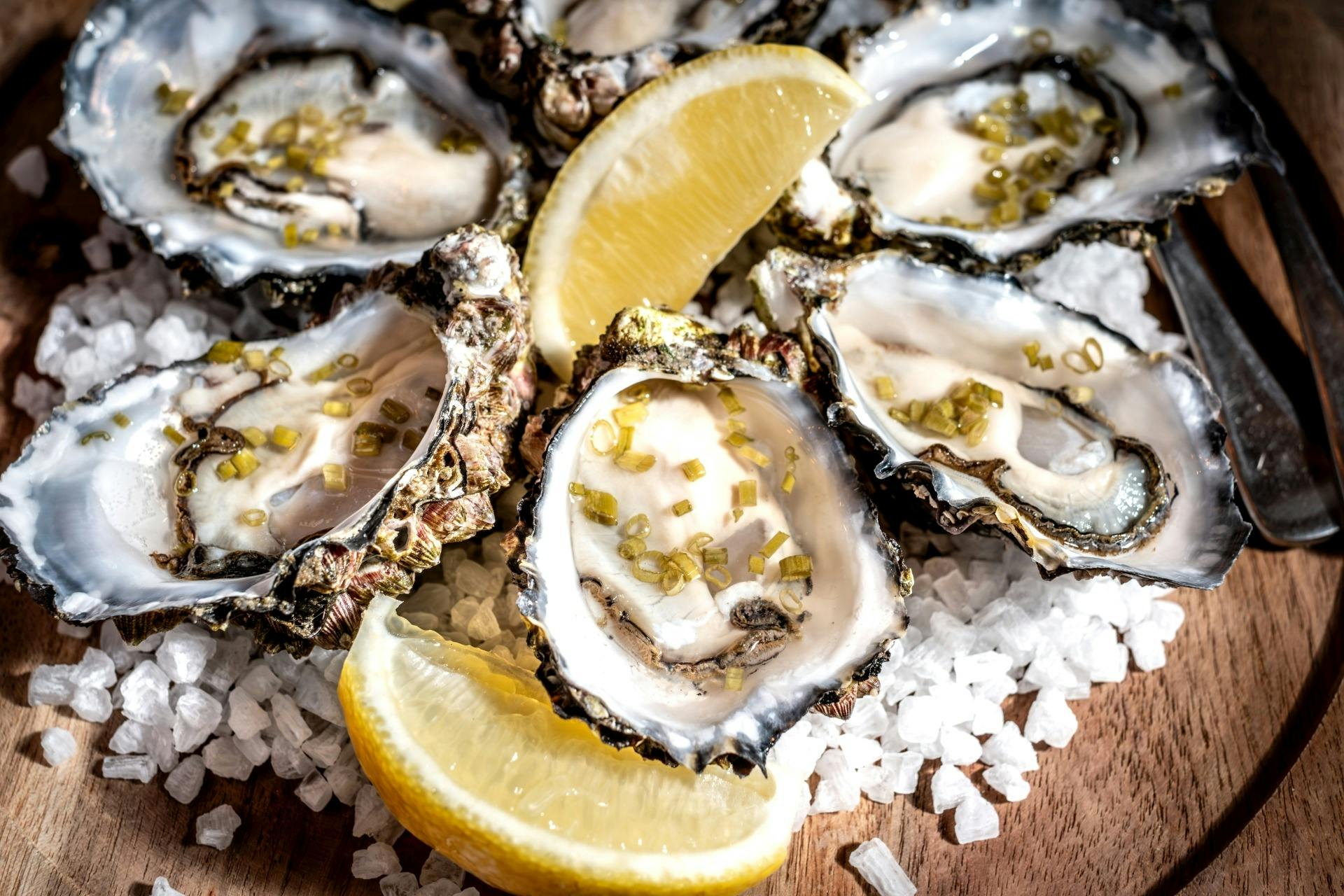 A platter of local Tasmanian oysters