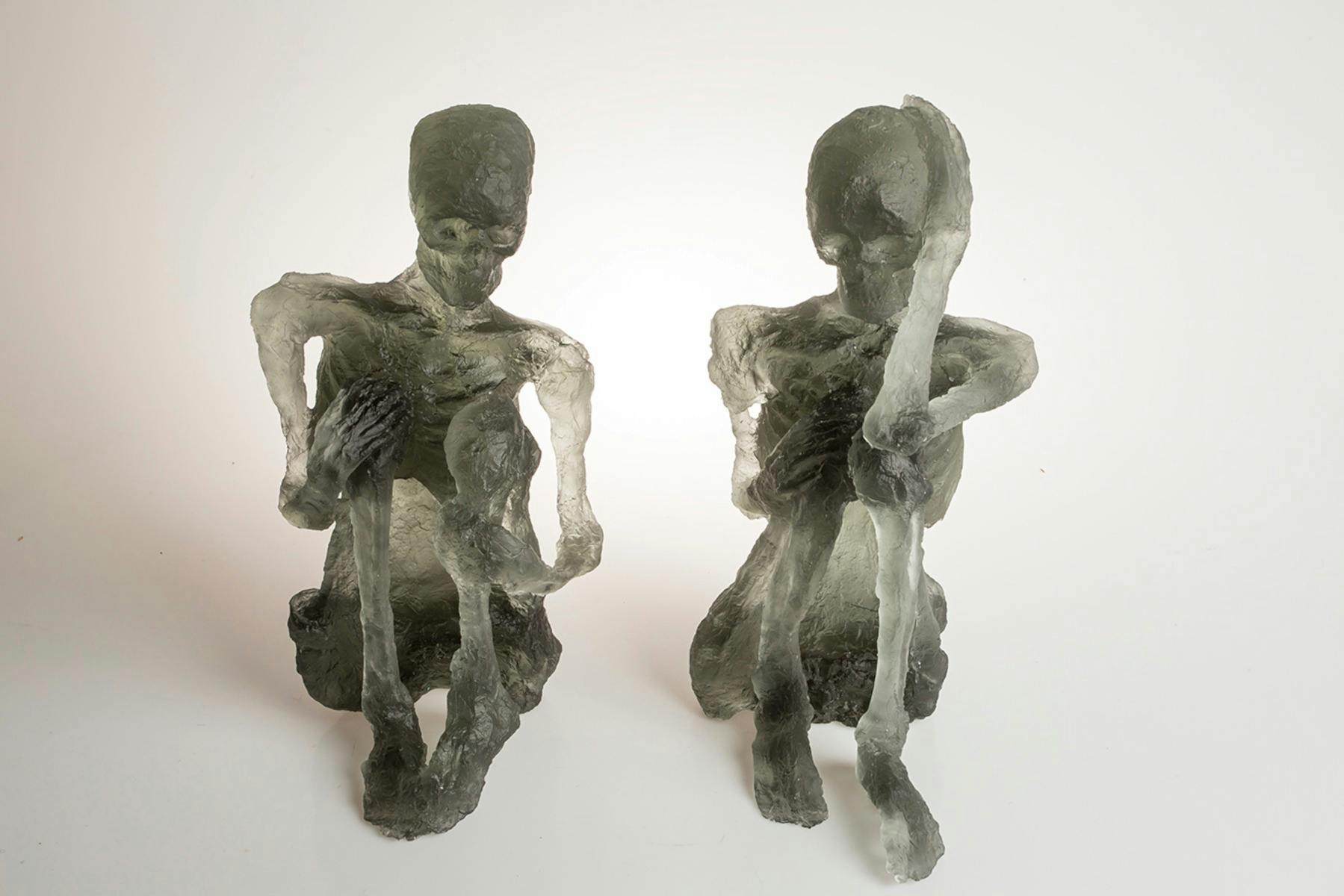 Tim Silver, Crypt Figure A-B, lost wax and cast glass