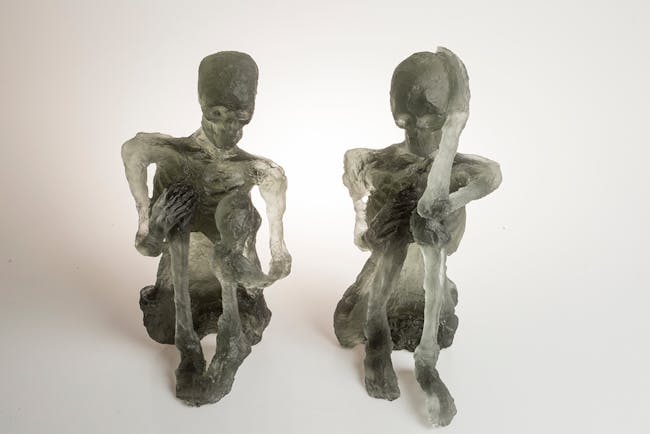Tim Silver, Crypt Figure A-B, lost wax and cast glass