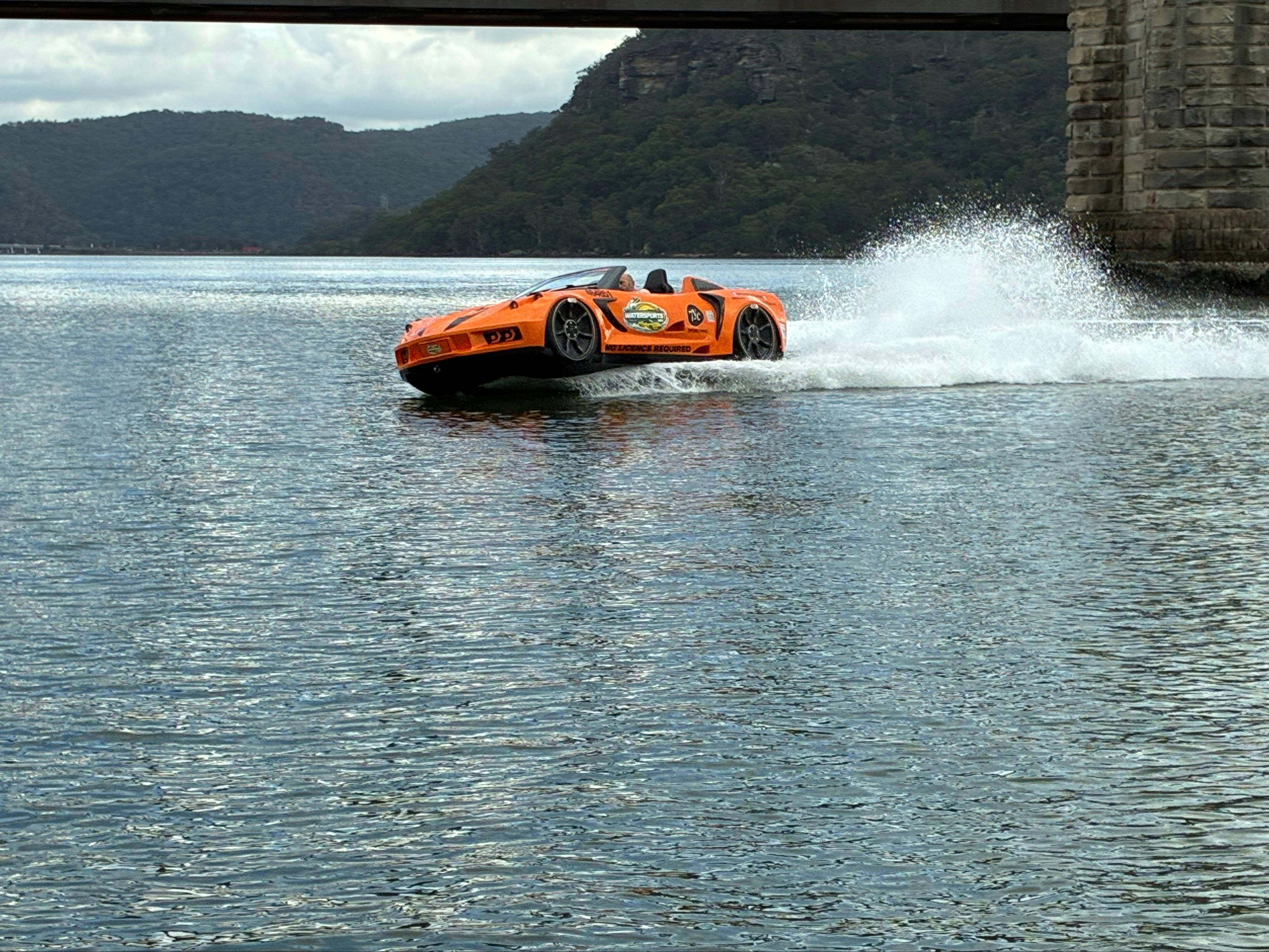 Orange corvette jetcar turning