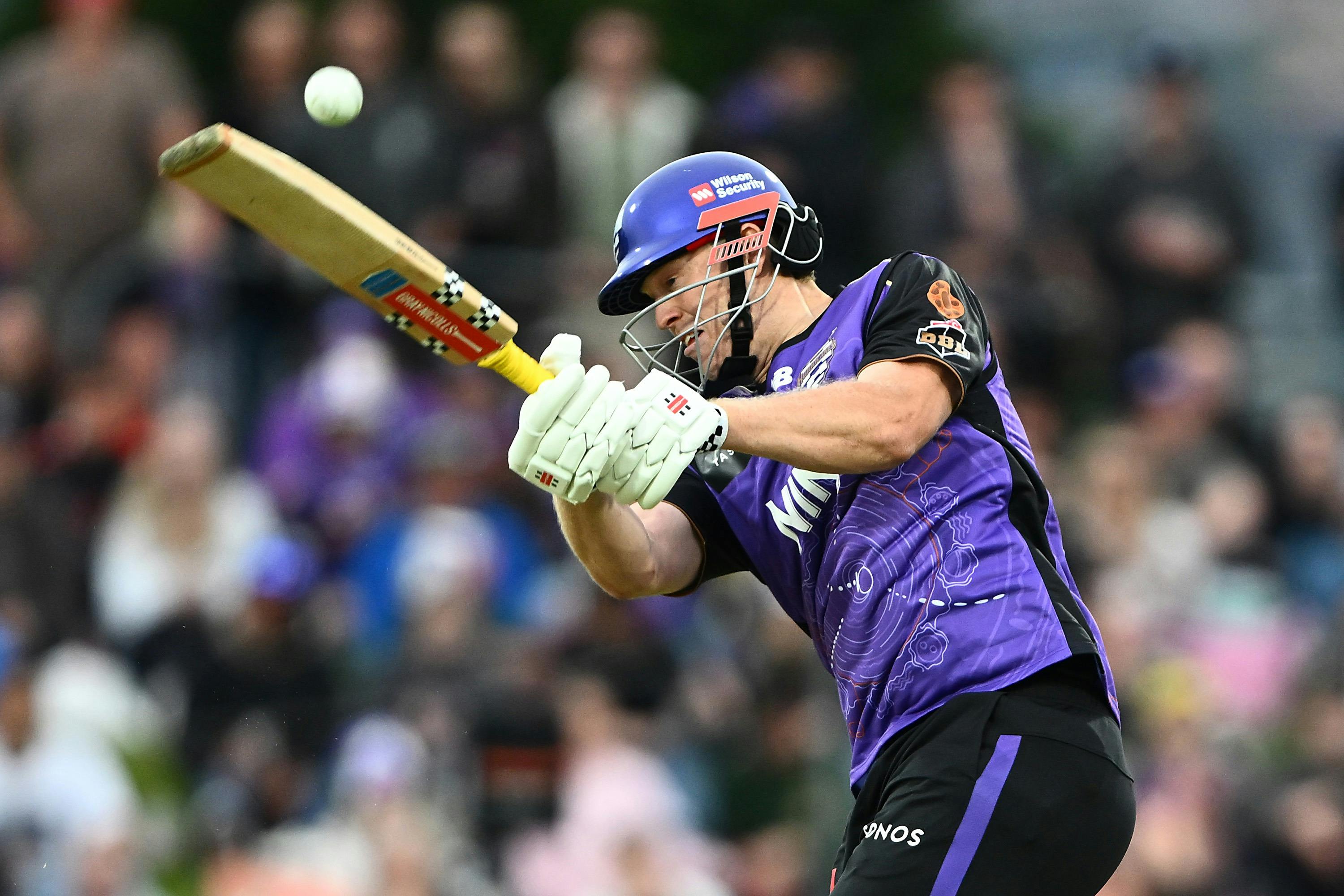 Player hitting the ball for the Hobart Hurricanes