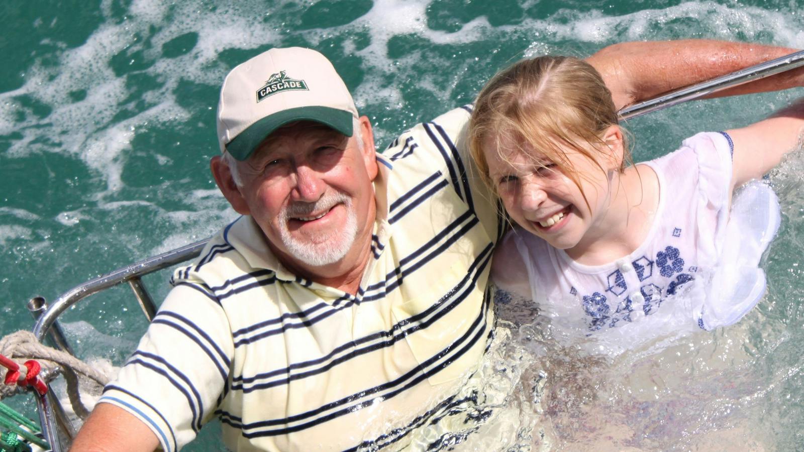 grand father and grand daughter boom netting