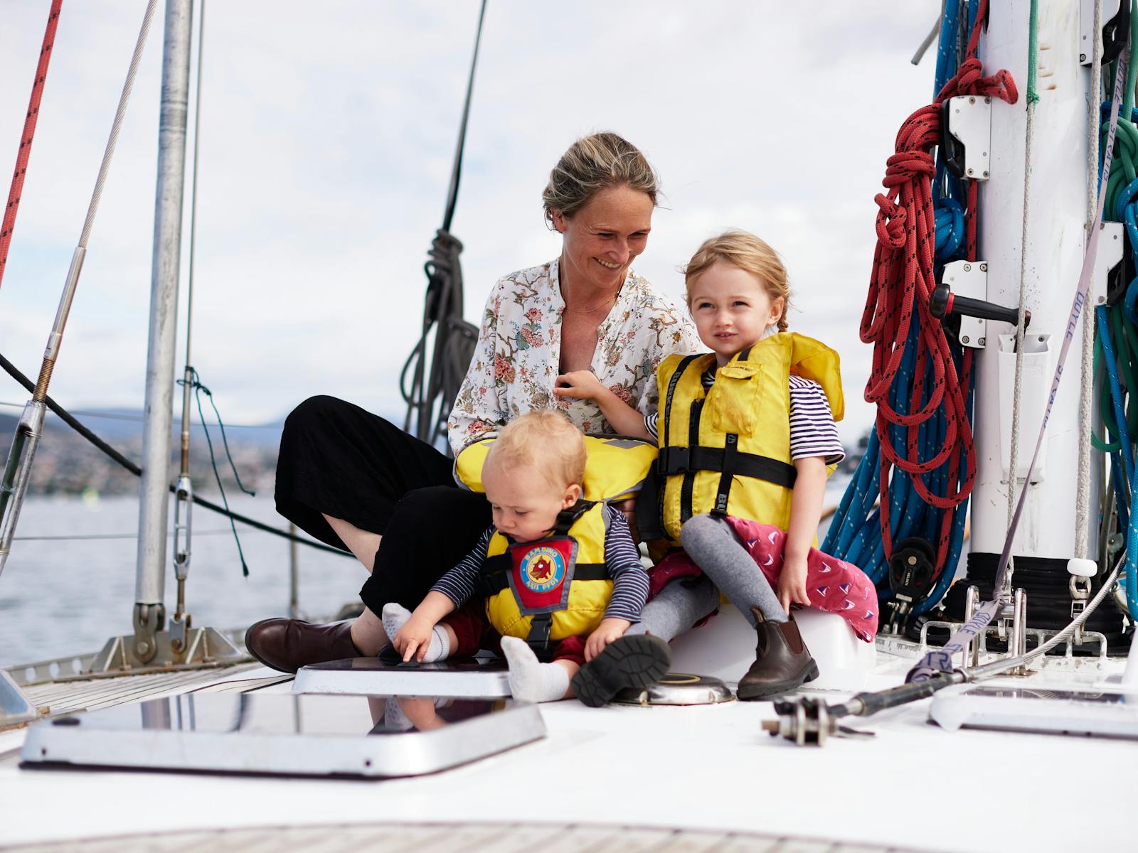 Young family aboard Helsal IV