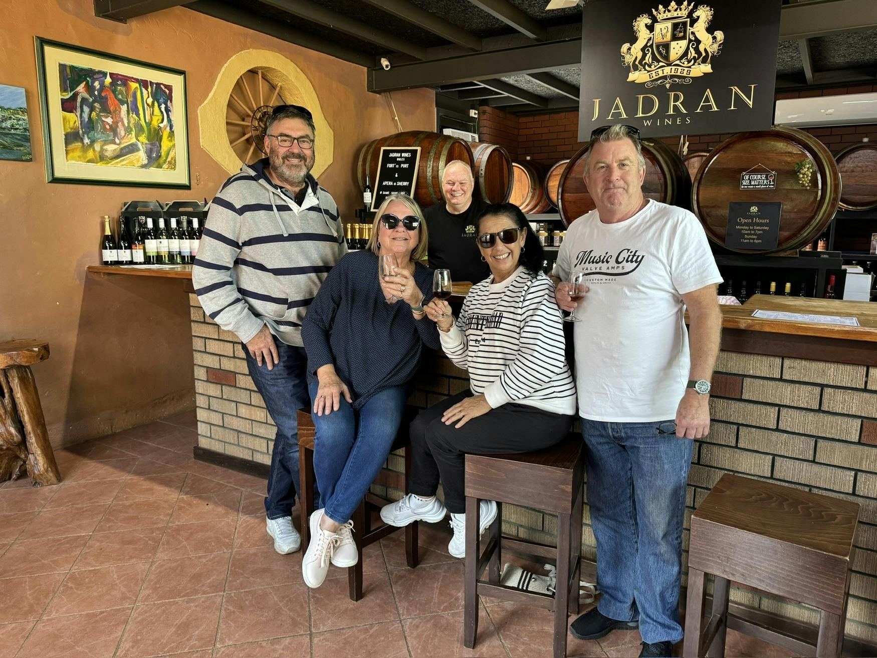 Customers from Adelaide coming for their reguar vist to the winery for a wine tasting