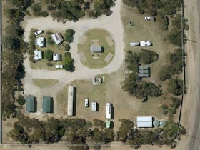 A birds eye view above the Cummins Caravan and Cabins Park