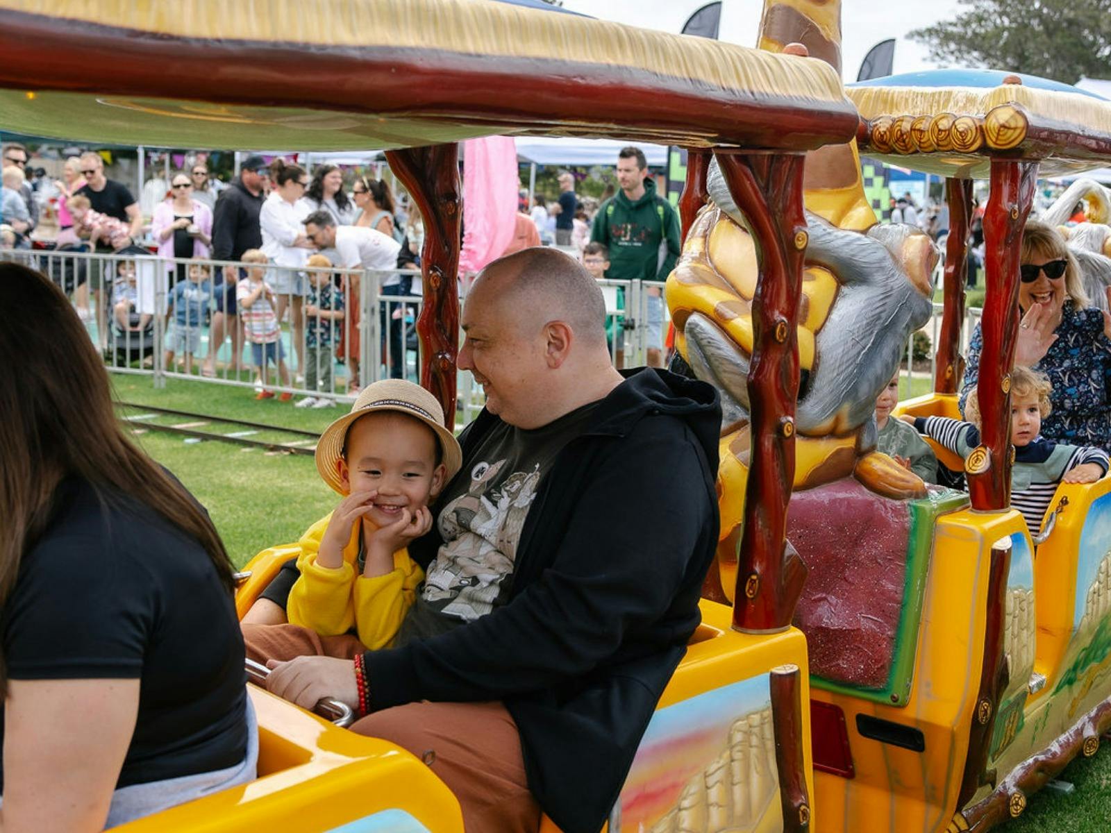 Visitors riding the Safari Train
