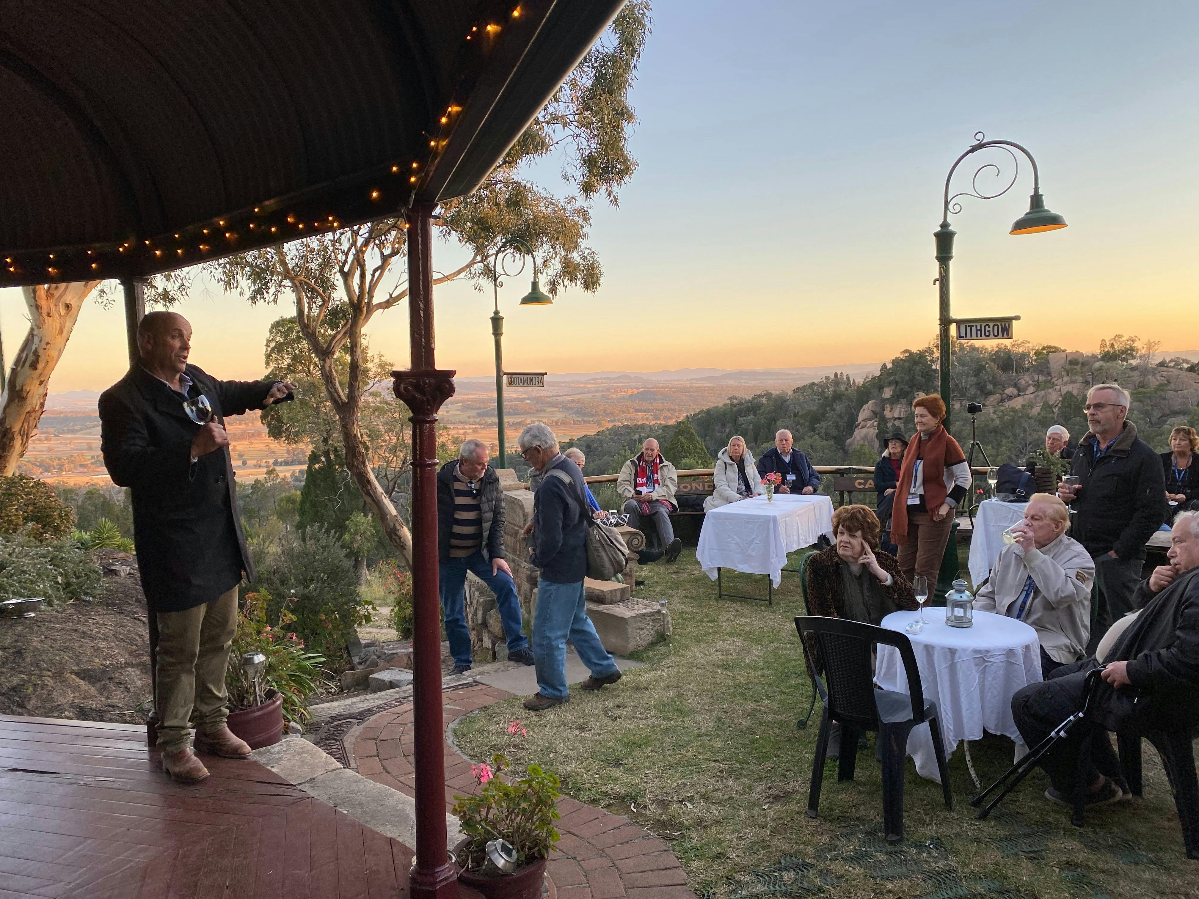 Wine producer addressing guests at Ruwenzori Retreat