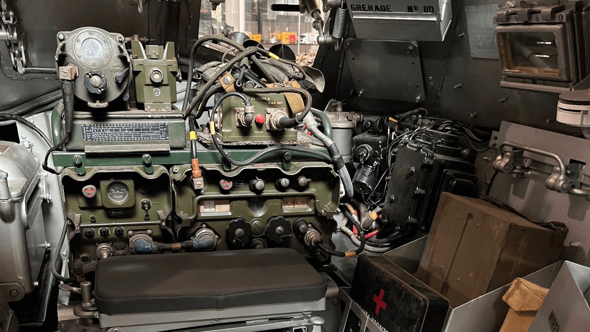 Inside view of military vehicle