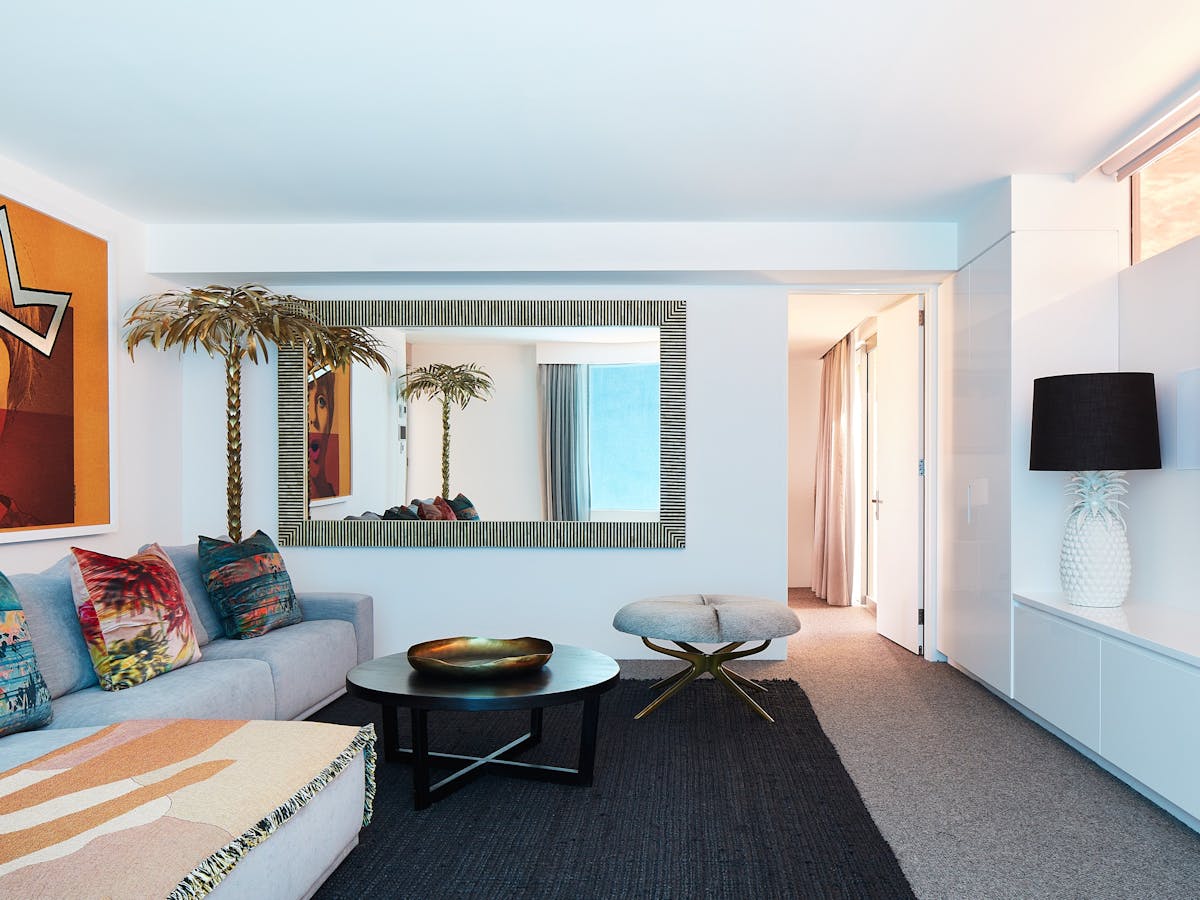 Large smart TV’s in spacious living area, media/play room