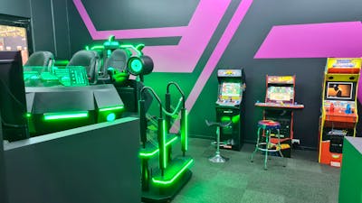UFO ride machine and retro arcades