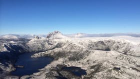 Flying over Cradle Mnt and Dove Lake in Winter