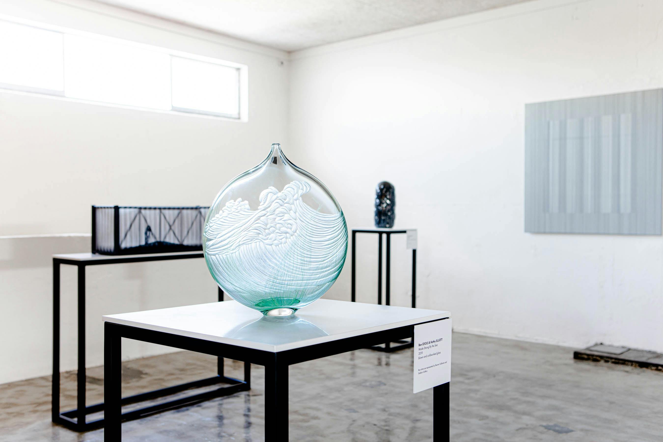 Installation view of glass work in the Gallery
