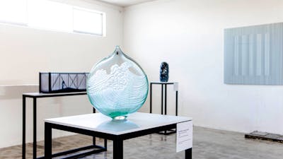 Installation view of glass work in the Gallery