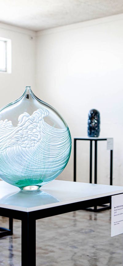 Installation view of glass work in the Gallery