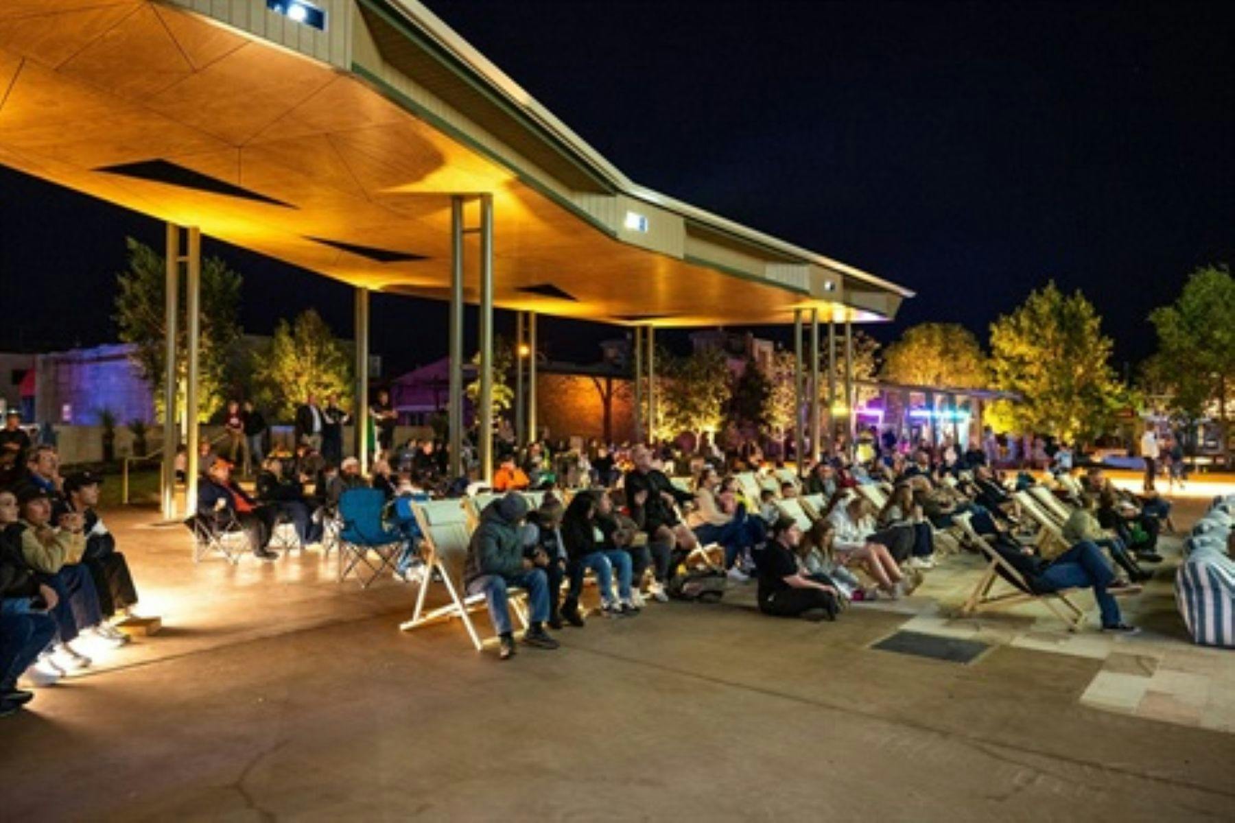 Settle in for a laidback evening enjoying a movie in the beautiful outdoor setting.