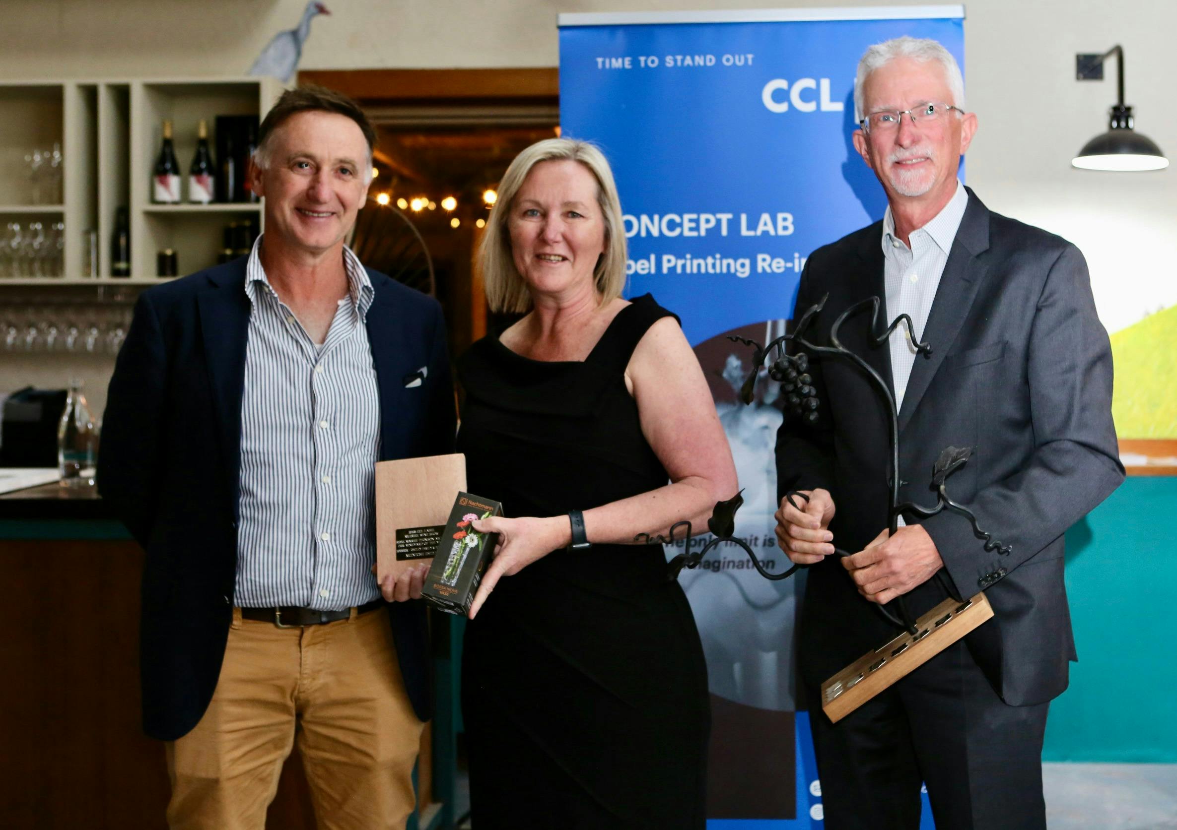 Curt and Janet being presented the Mudgee vineyard of the year trophy