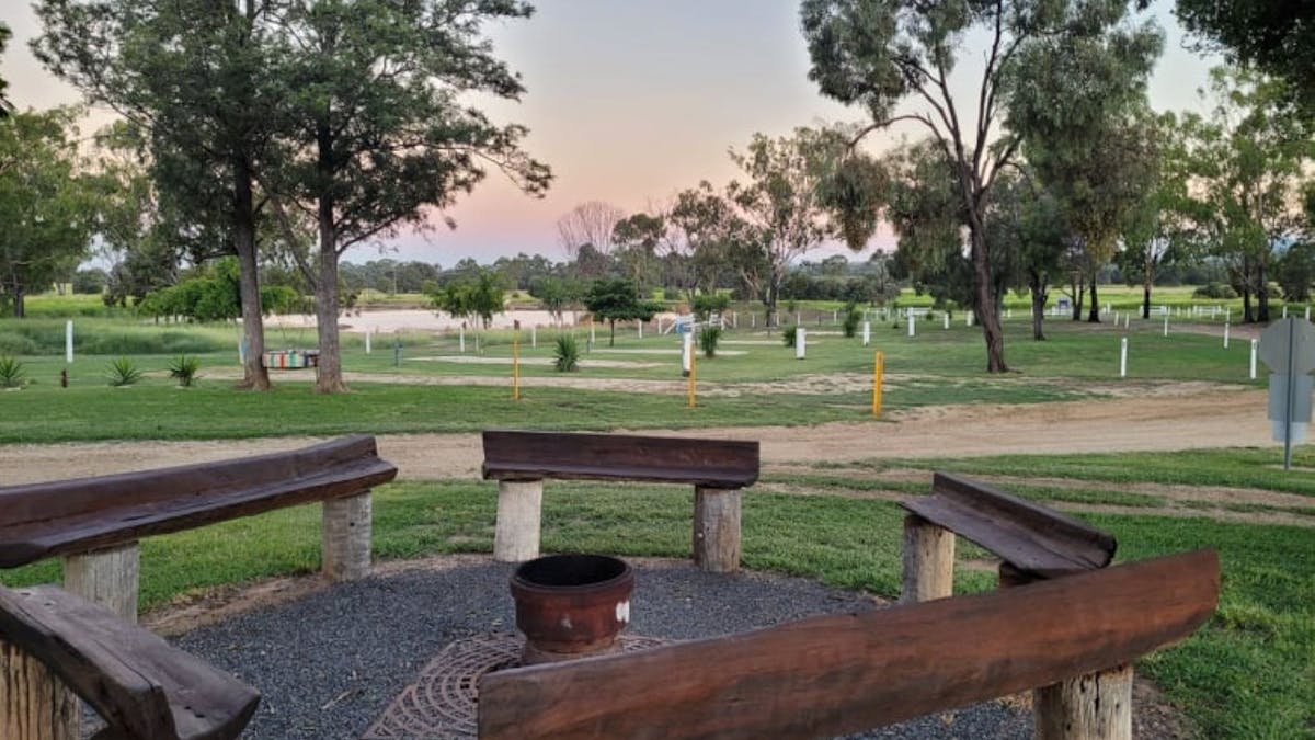Communal campfire area over looking campsites