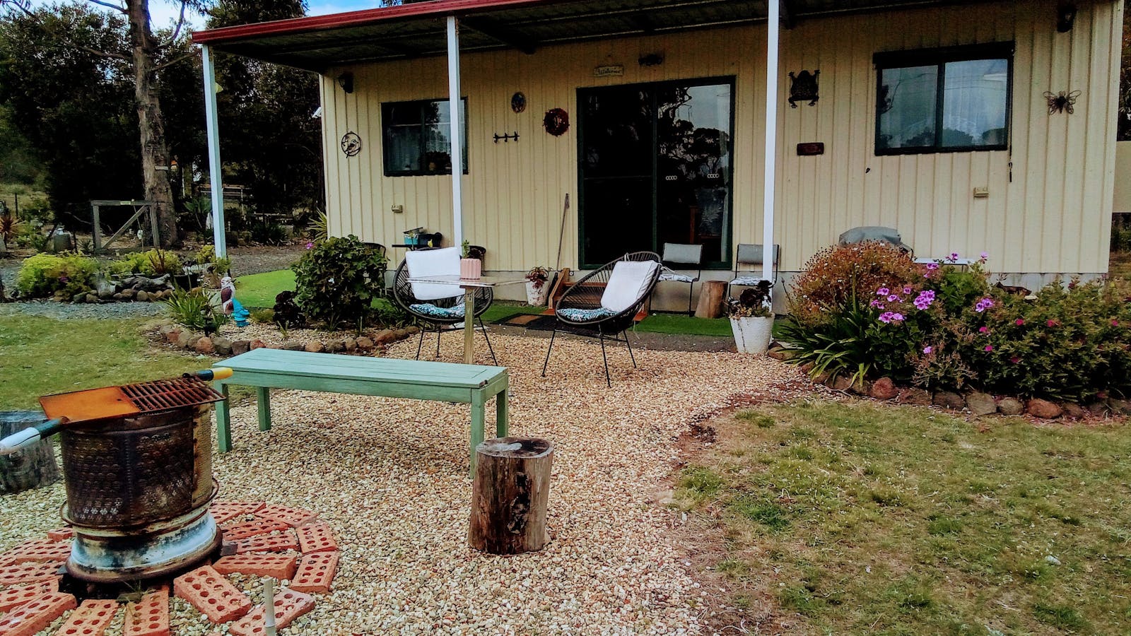 Outdoor area and firepit