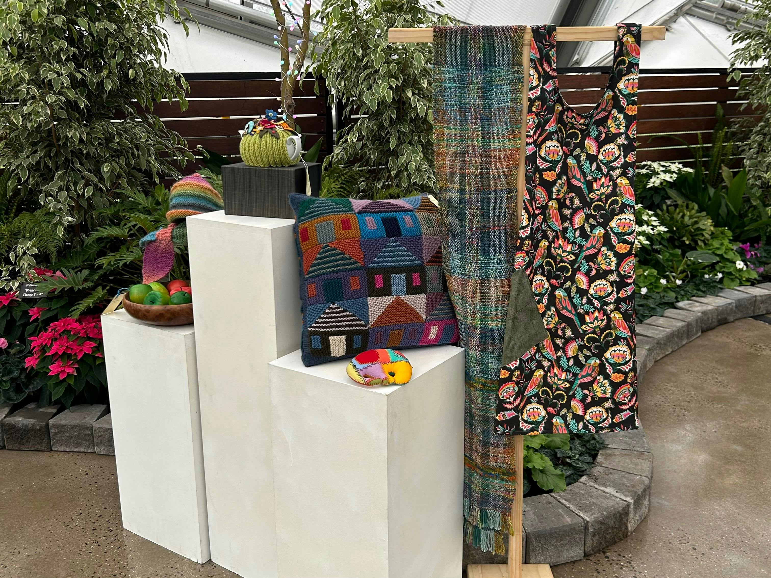 Colourful fabrics on display