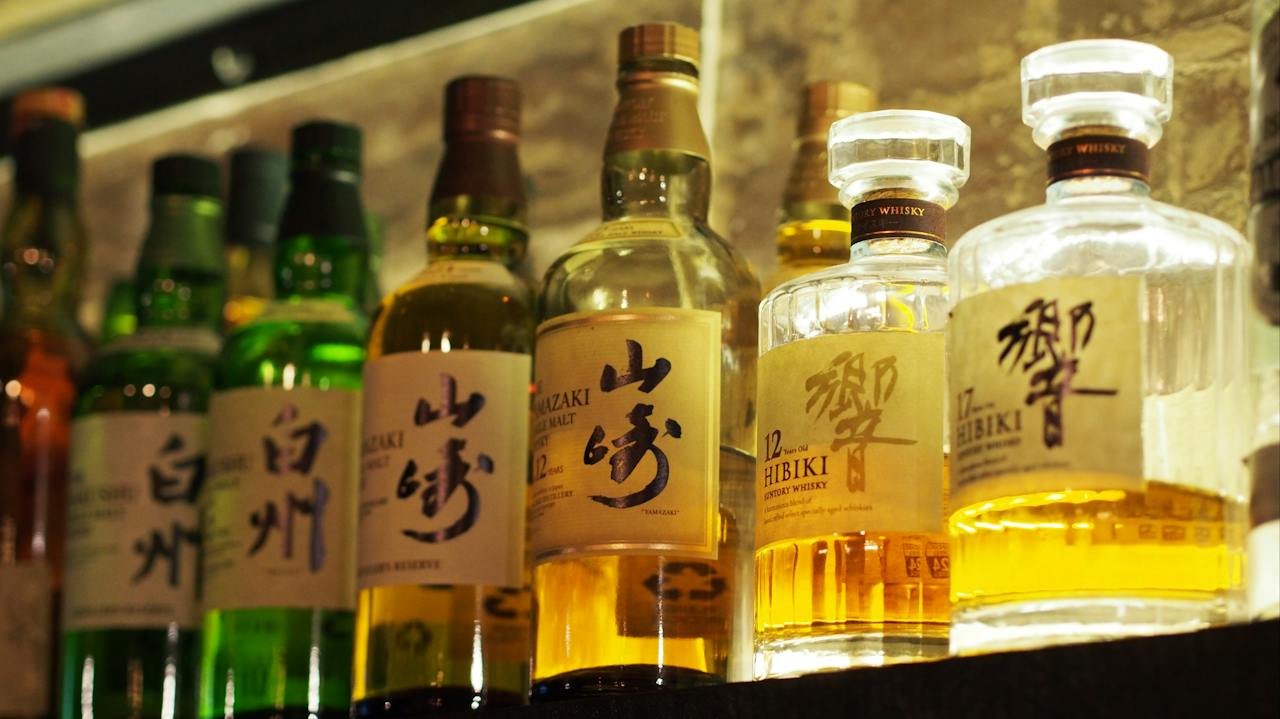 A selection of floral Japanese whiskeys are on offer at TRAPT