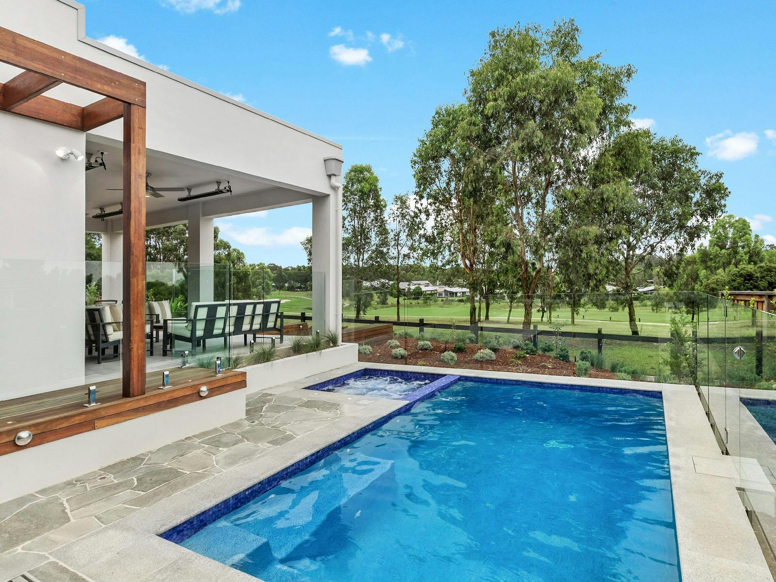 Villa Tallawanta pool area overlooking the golf course