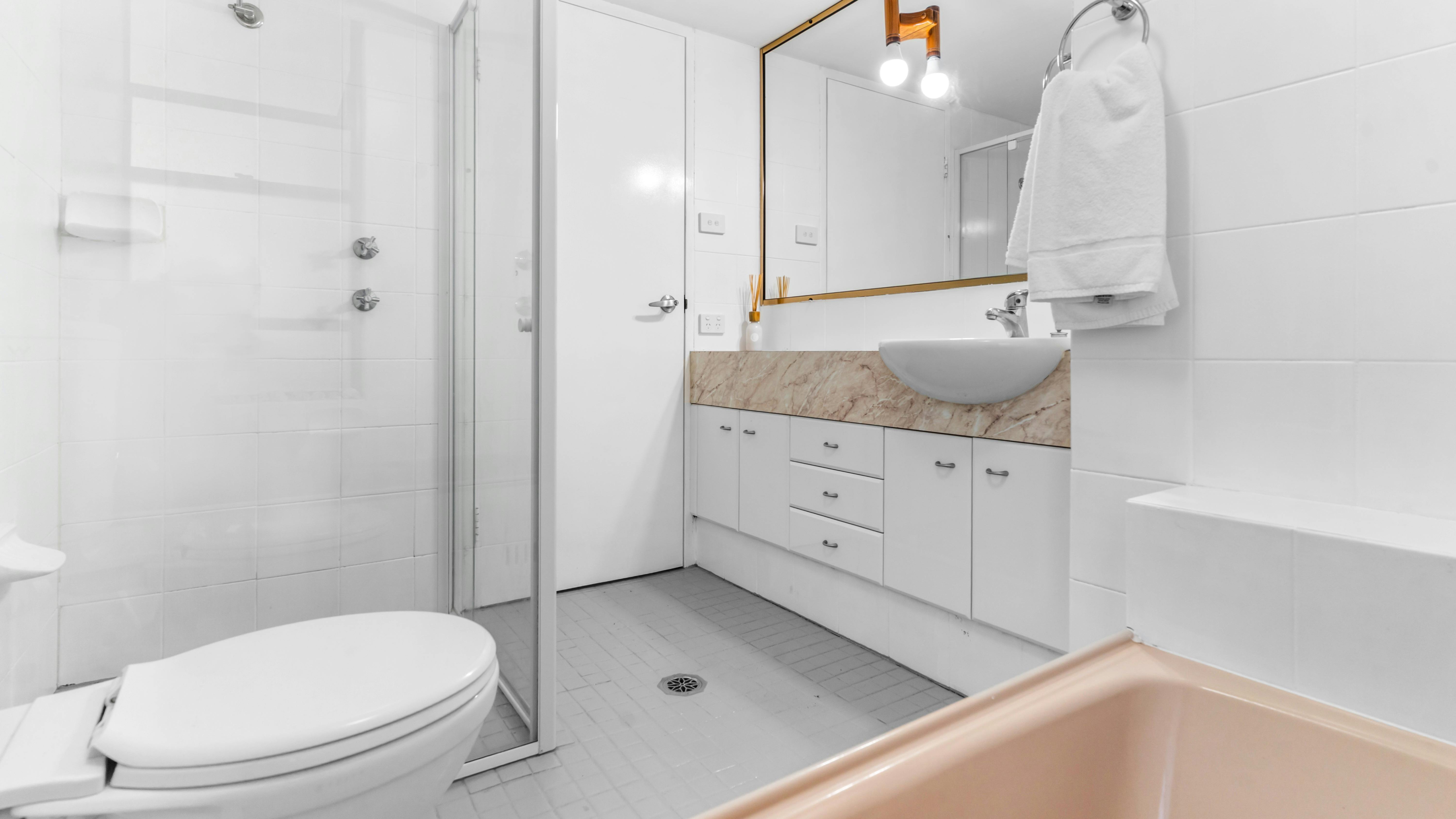 Bathroom with separate bath and shower