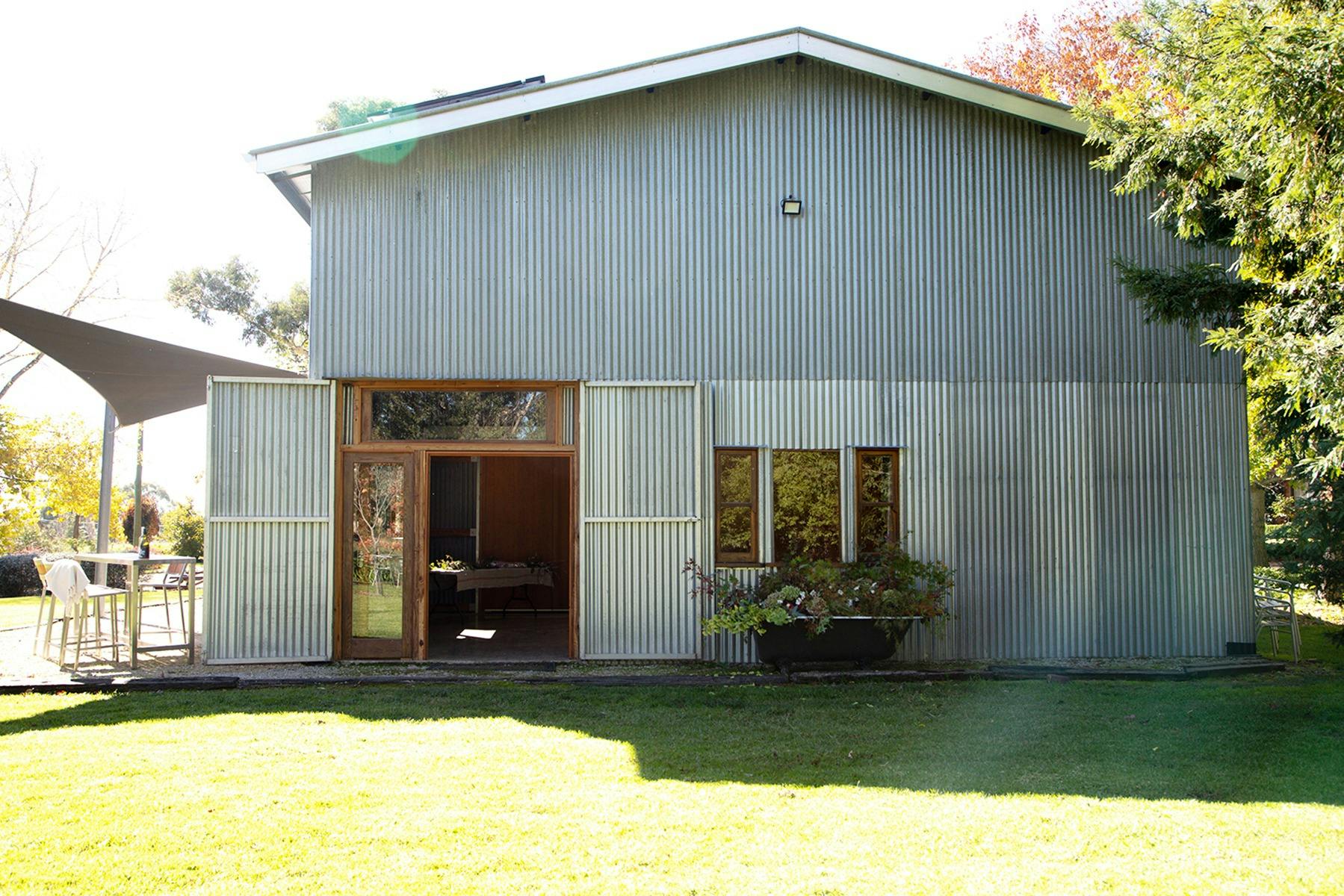 The exterior or the converted apple packing shed.