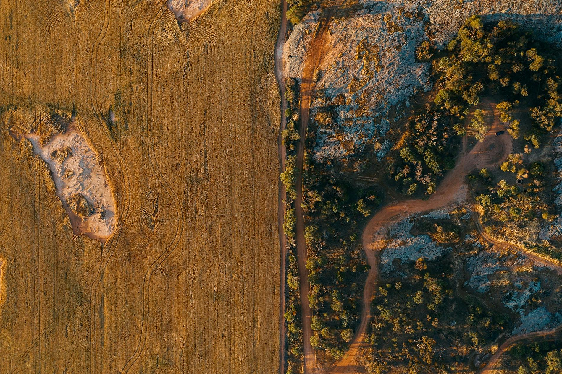 Aerial view of Bruce's Rock, Bruce Rock
