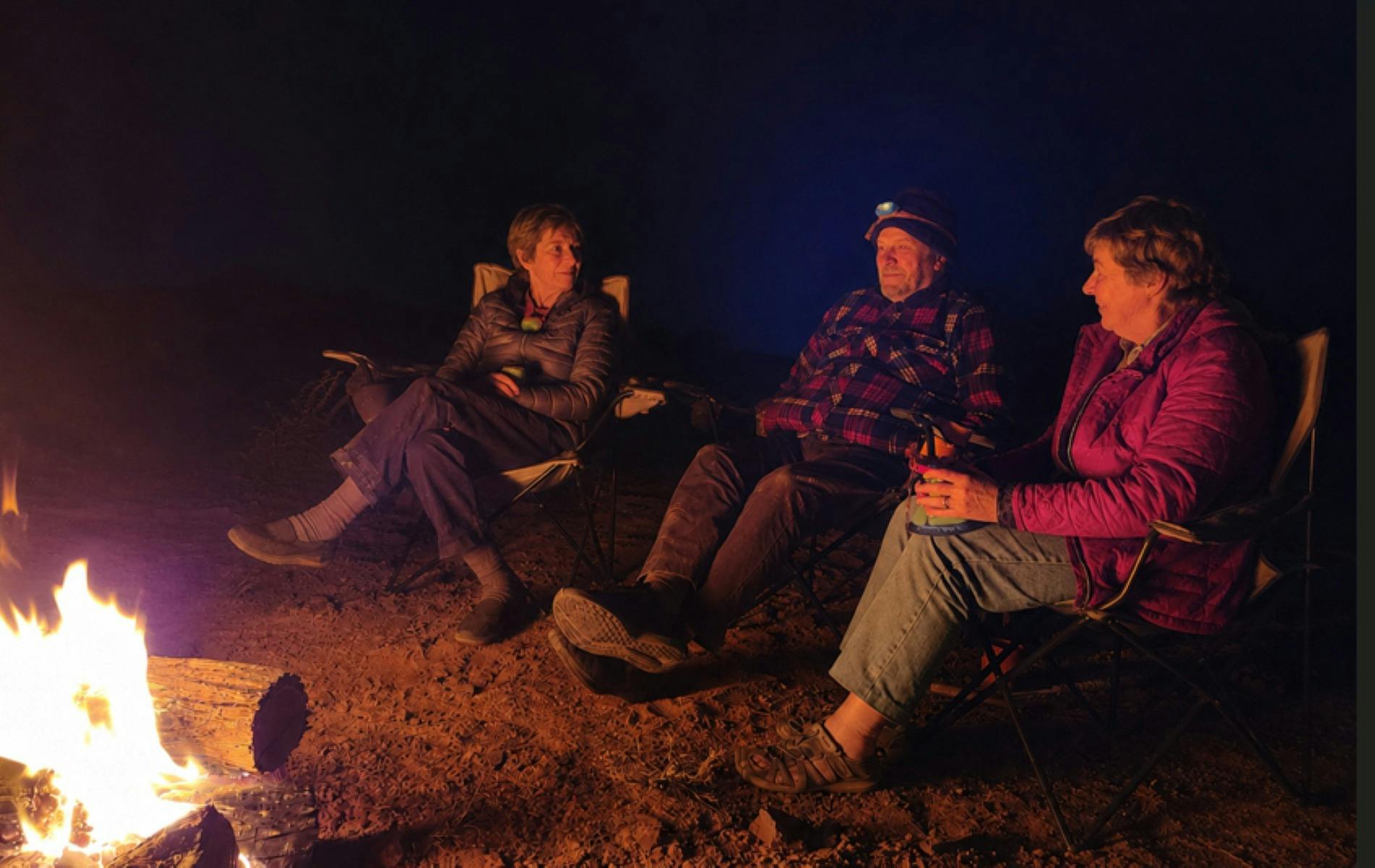 Relaxing by the campfire