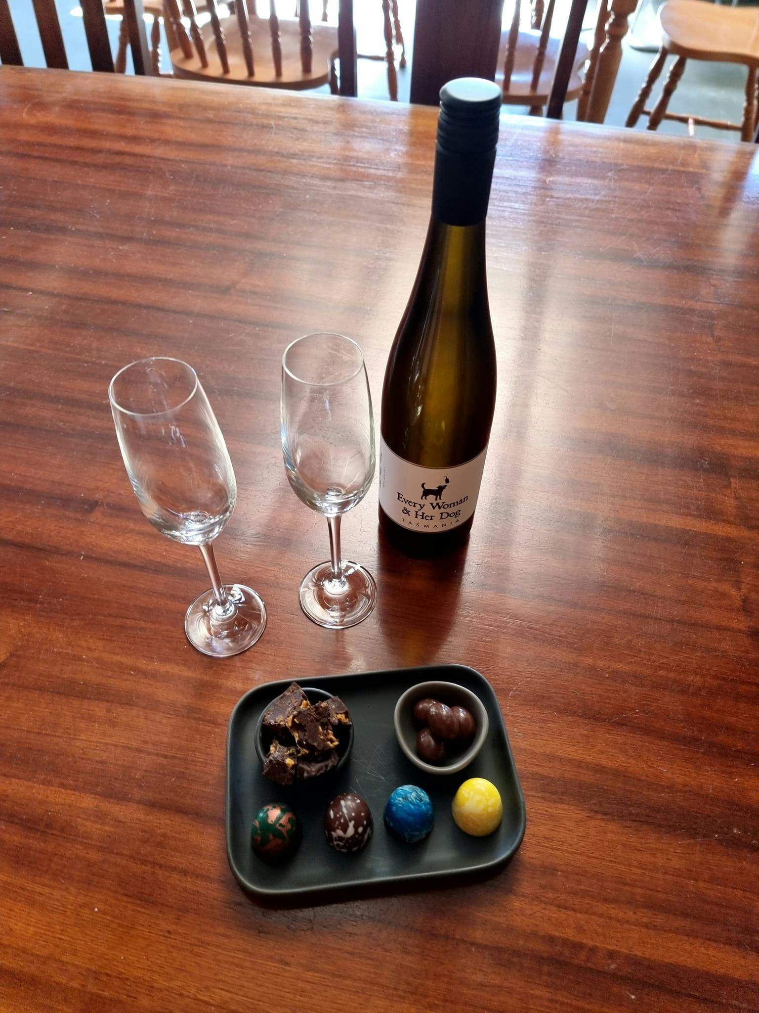 Enjoy wine, chocolate & wood fired pizza