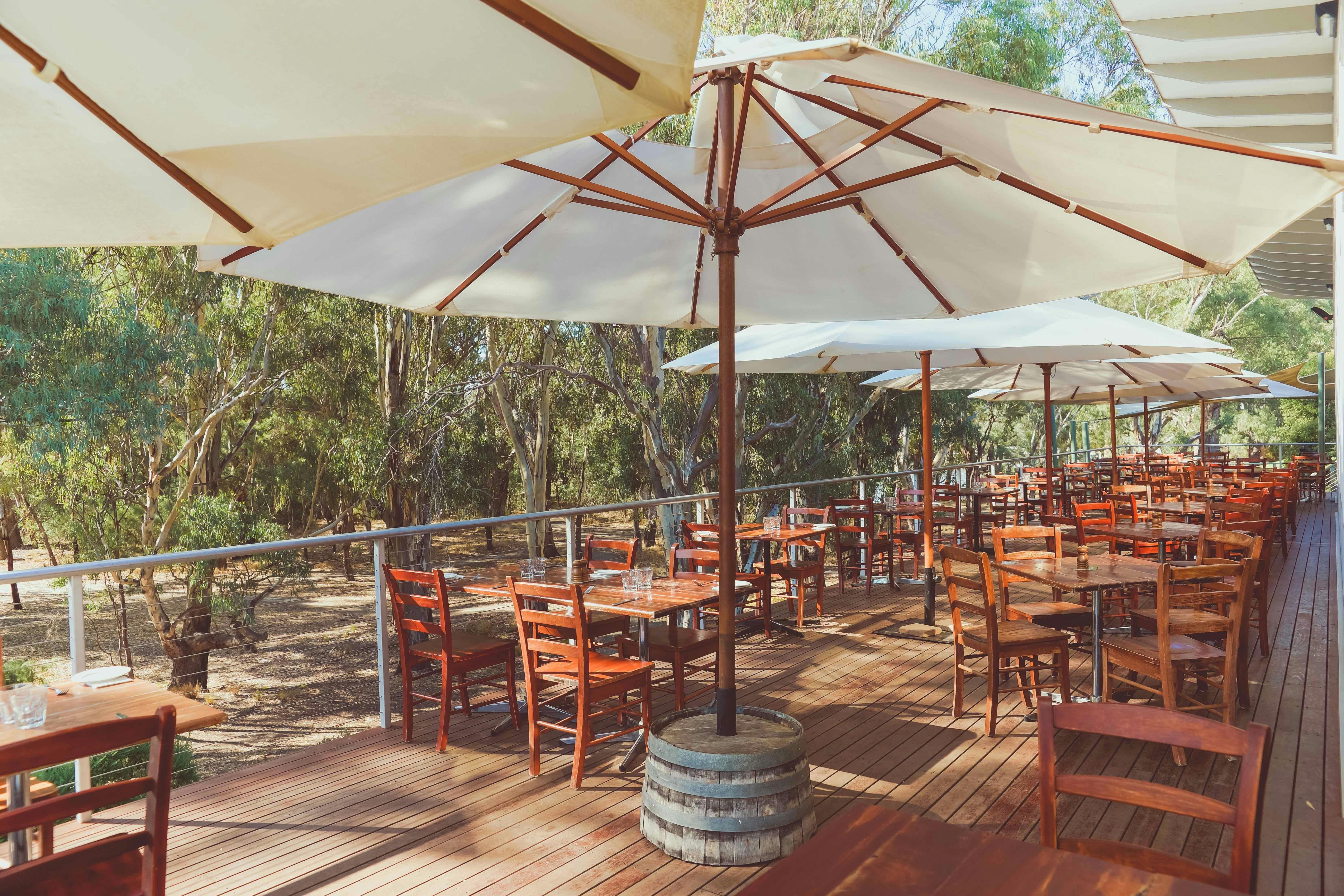 Enjoy lunch on the deck at Morrisons Winery