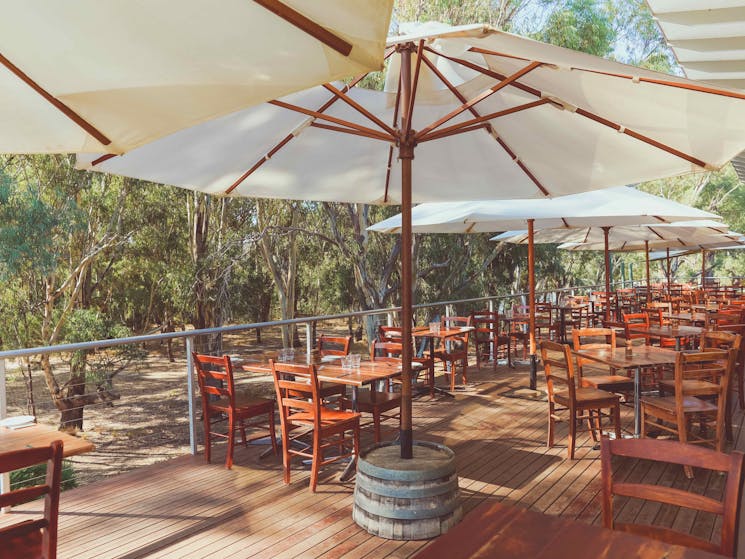Enjoy lunch on the deck at Morrisons Winery