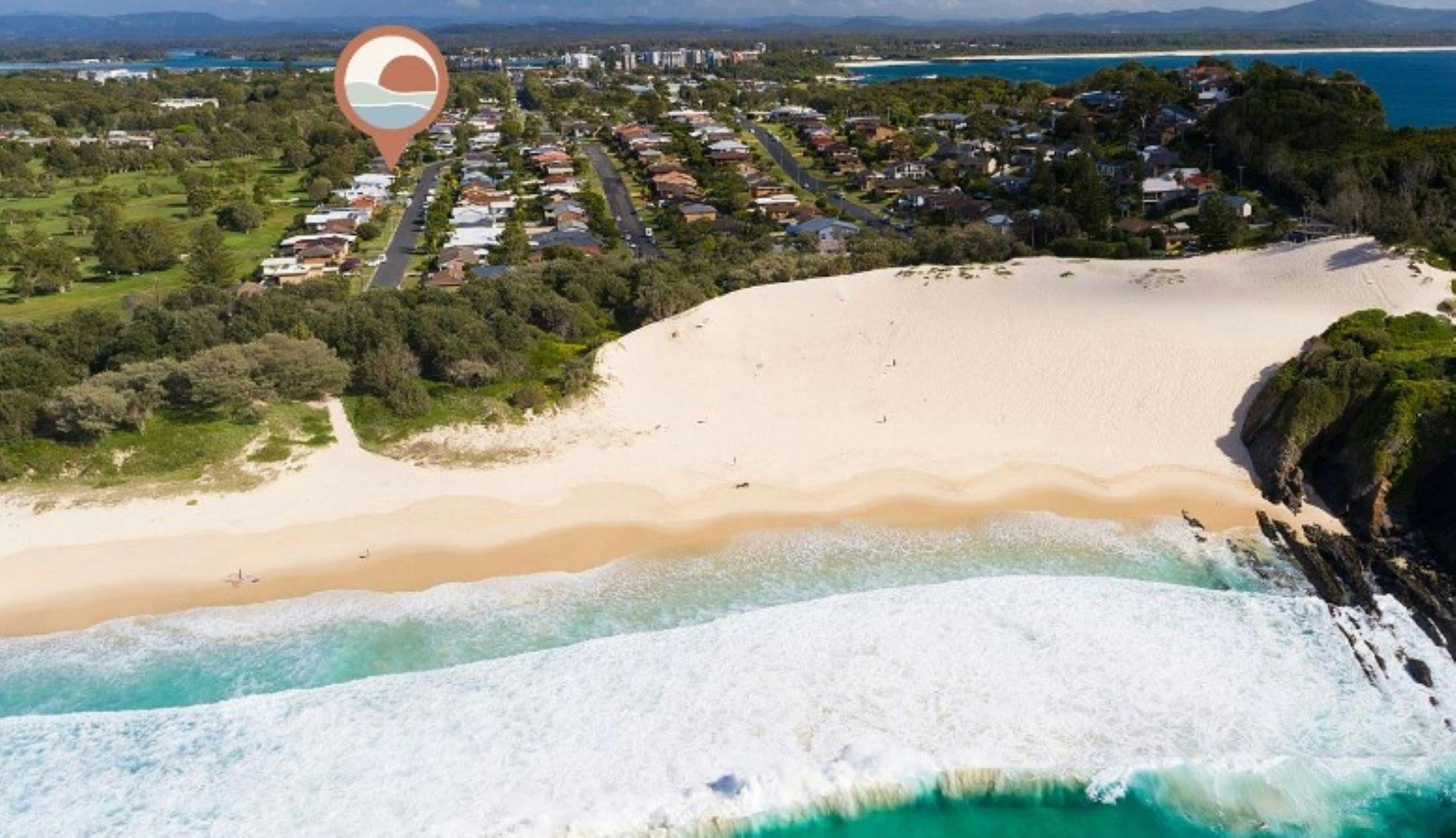 Location, near one Mile beach sand dune