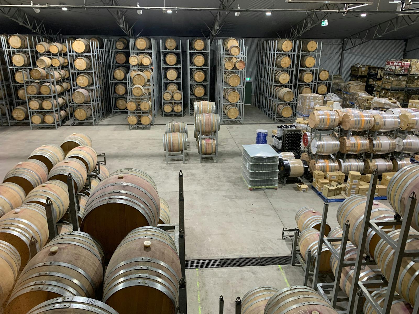 Barrels of wine on display