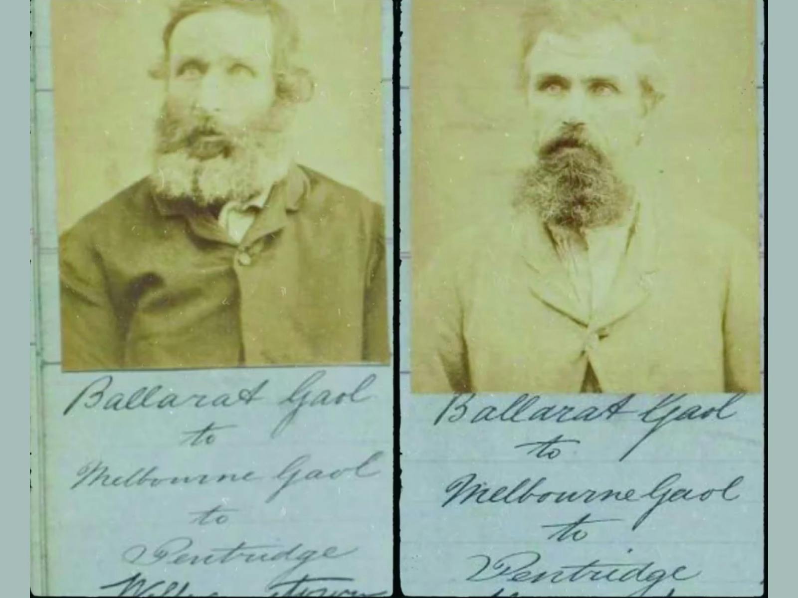Sepia coloured gaol portraits of two men