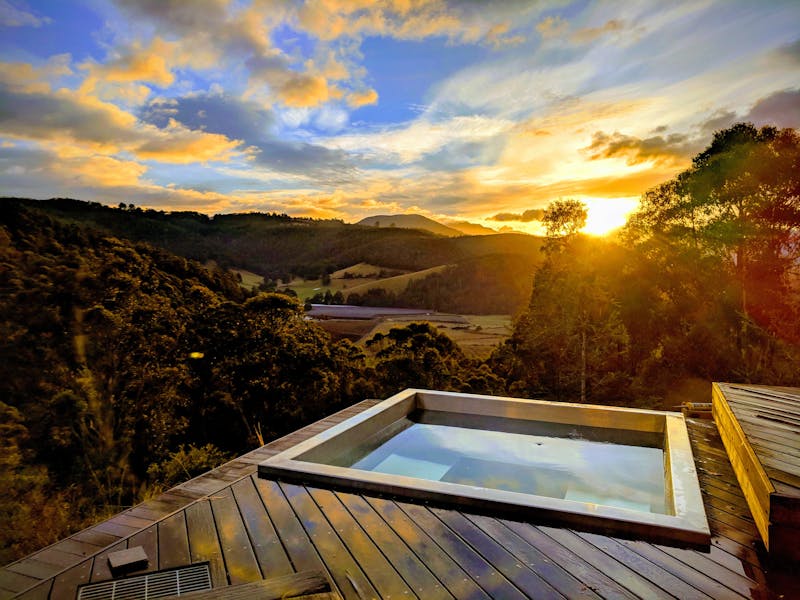 Sunrise over the valley featuring Sleeping Beauty from the spa