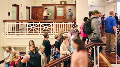 People walking into Old Parliament House