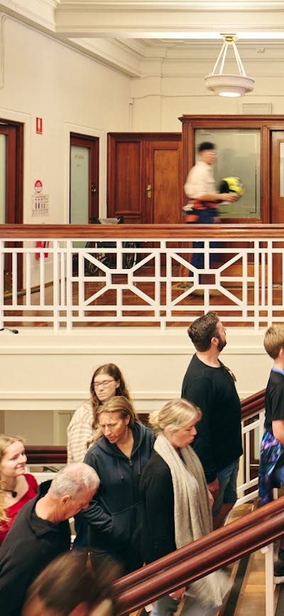 People walking into Old Parliament House