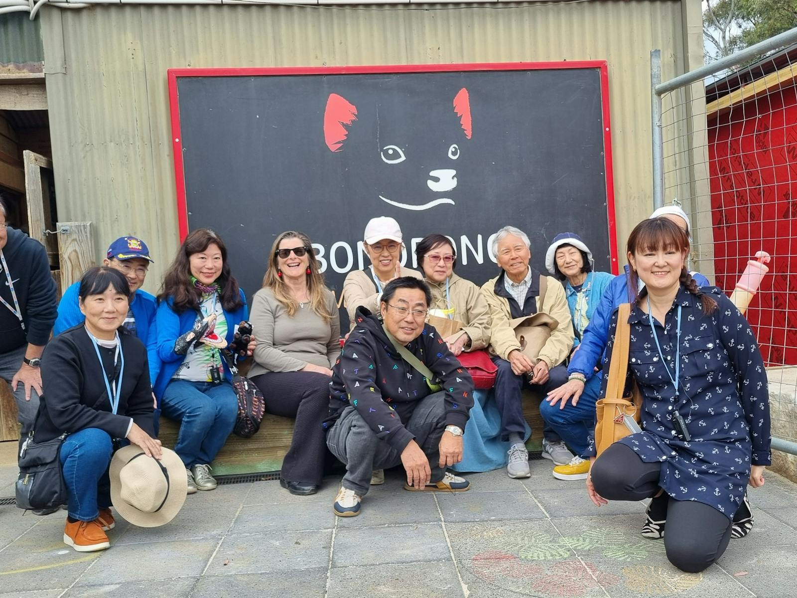 The tour group out the front of Bonorong Wildlife Sanctuary