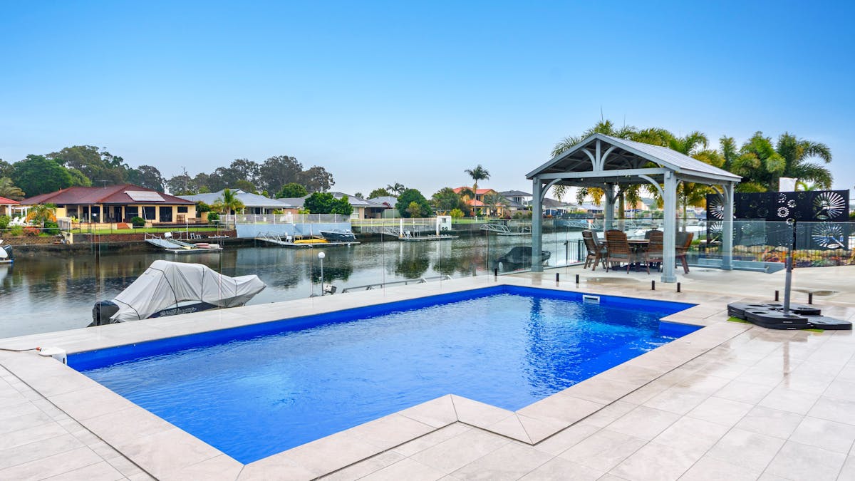 Pool area overlooking canal