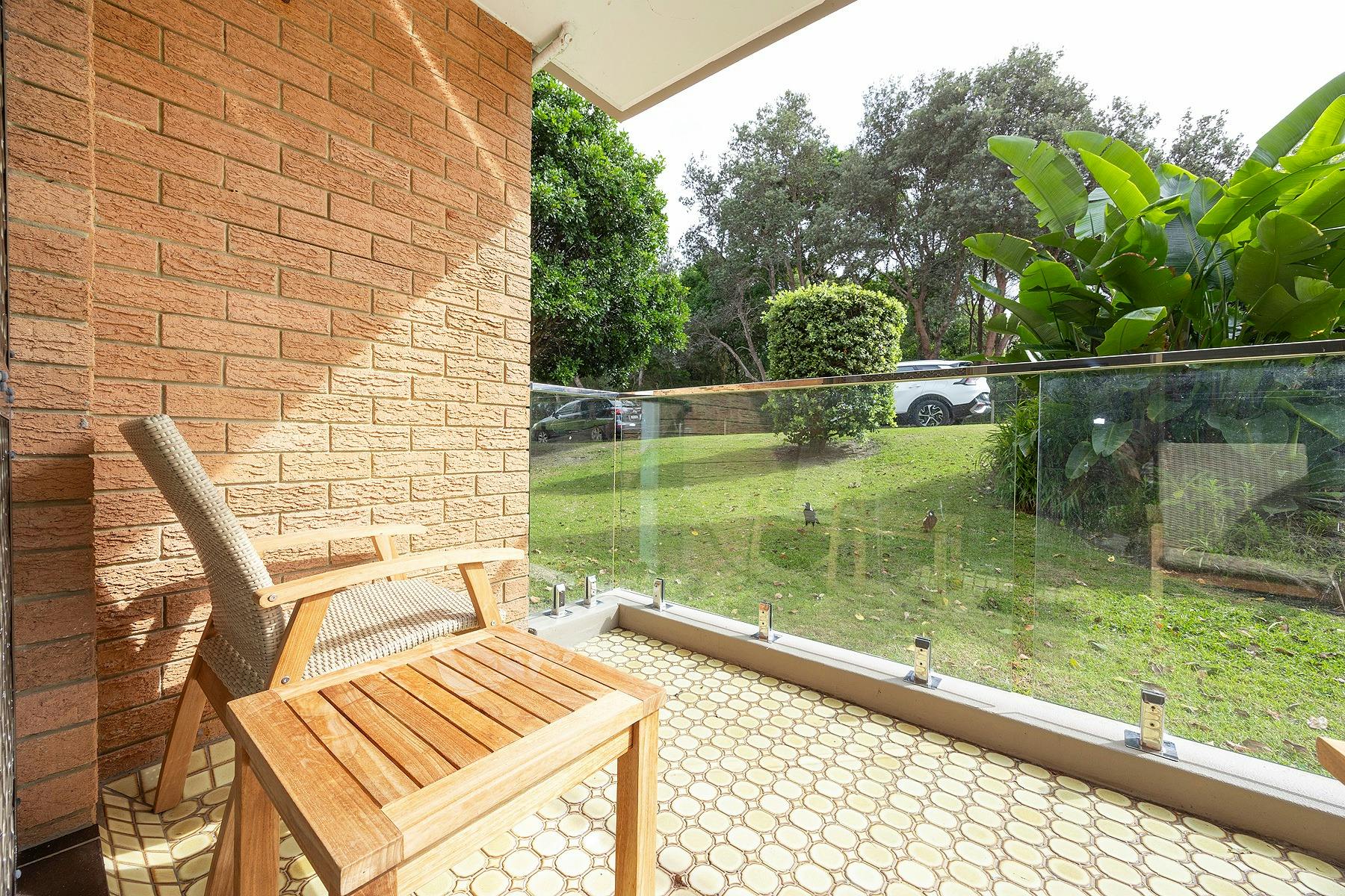 Balcony overlooking garden