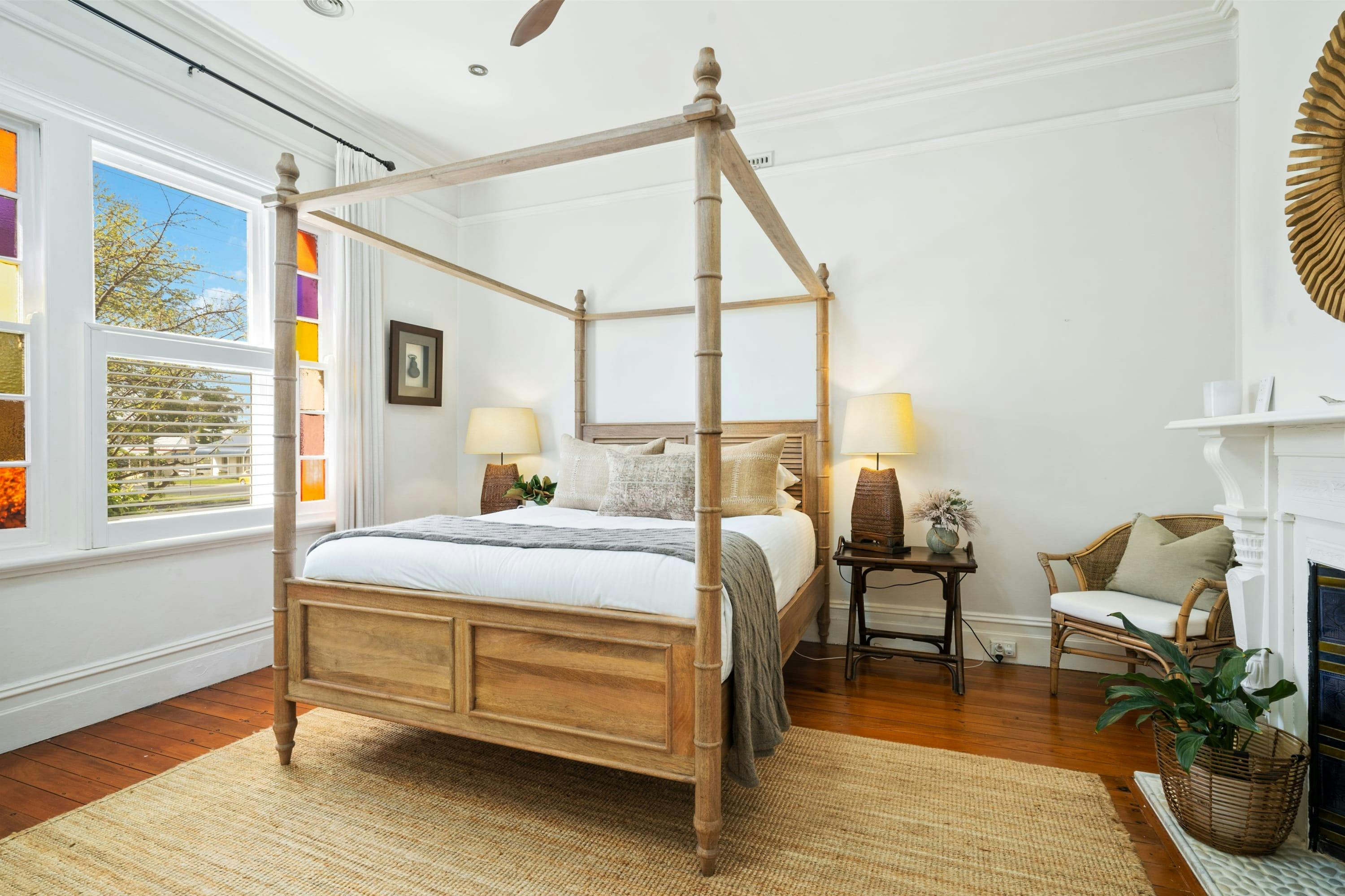 Large stylish and modern bedroom.