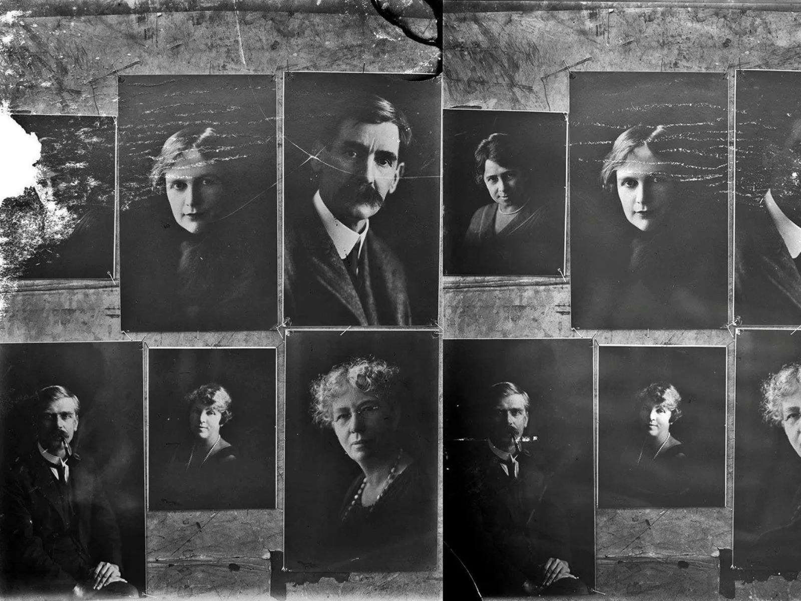 Clockwise from top left: Australian writers Amy Mack, Dorothea Mackellar, Henry Lawson, Mary Gilmore