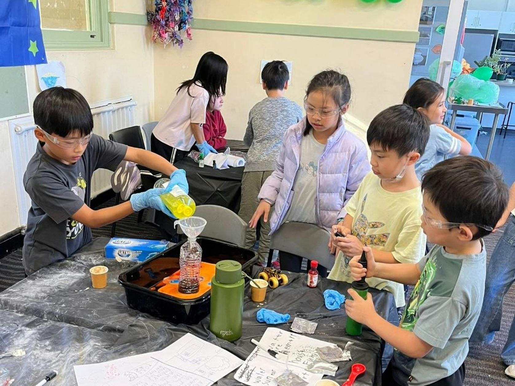 Children participating ina a science chemistry experiment