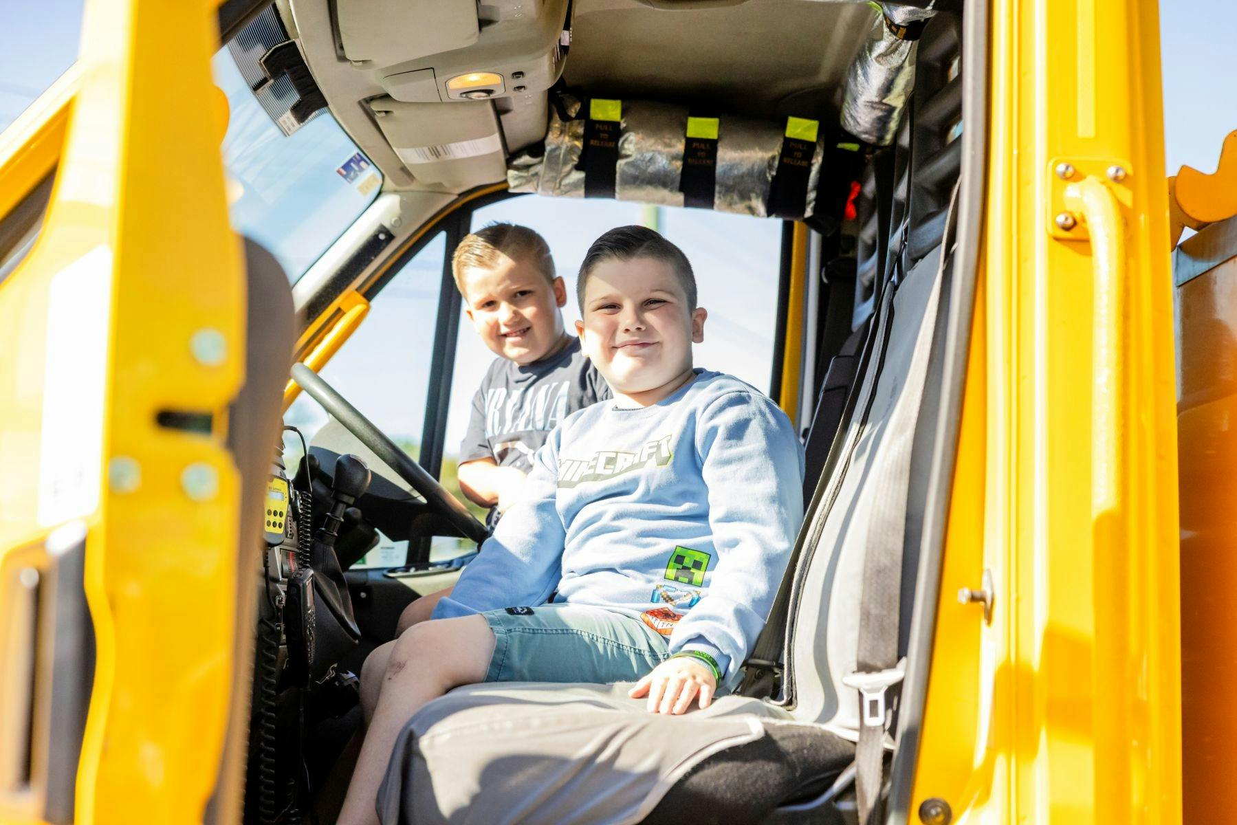 Kids in Rural firetruck
