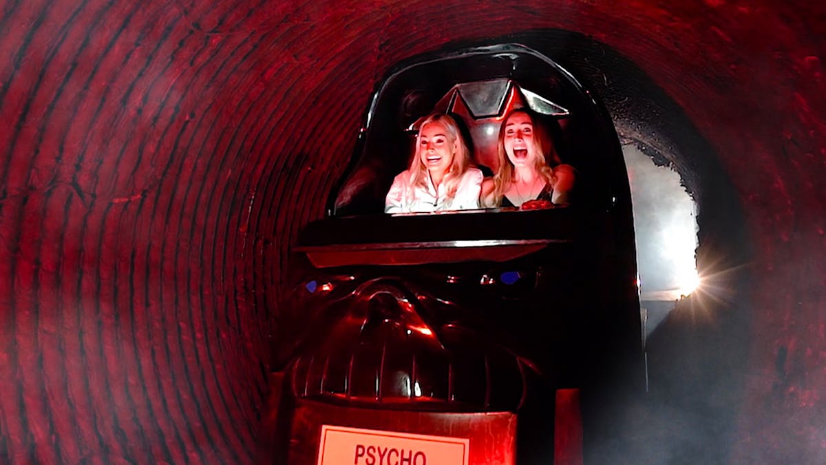Customers ride the Ghost Train