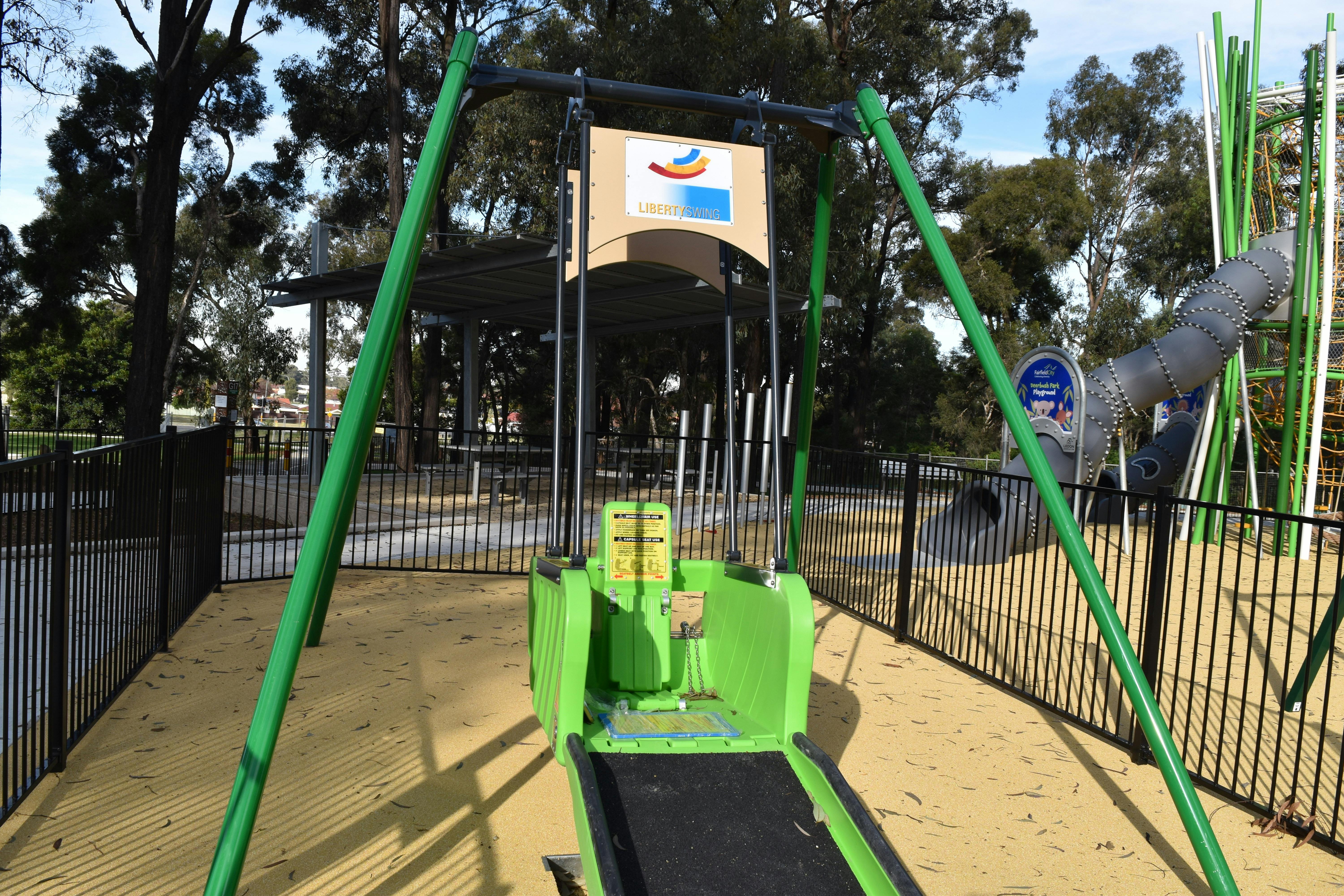Liberty Swing to allow children in wheelchairs to swing in safety