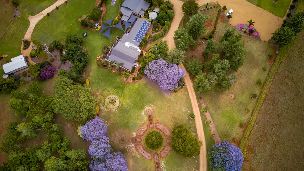 Purple haze over property. Purple haze over property.